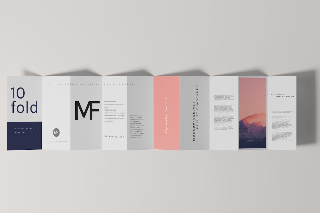 DL Ten-Fold Brochure or Flyer Mockup, Download the PSD version of this mockup for free from https://mockupfree.net
